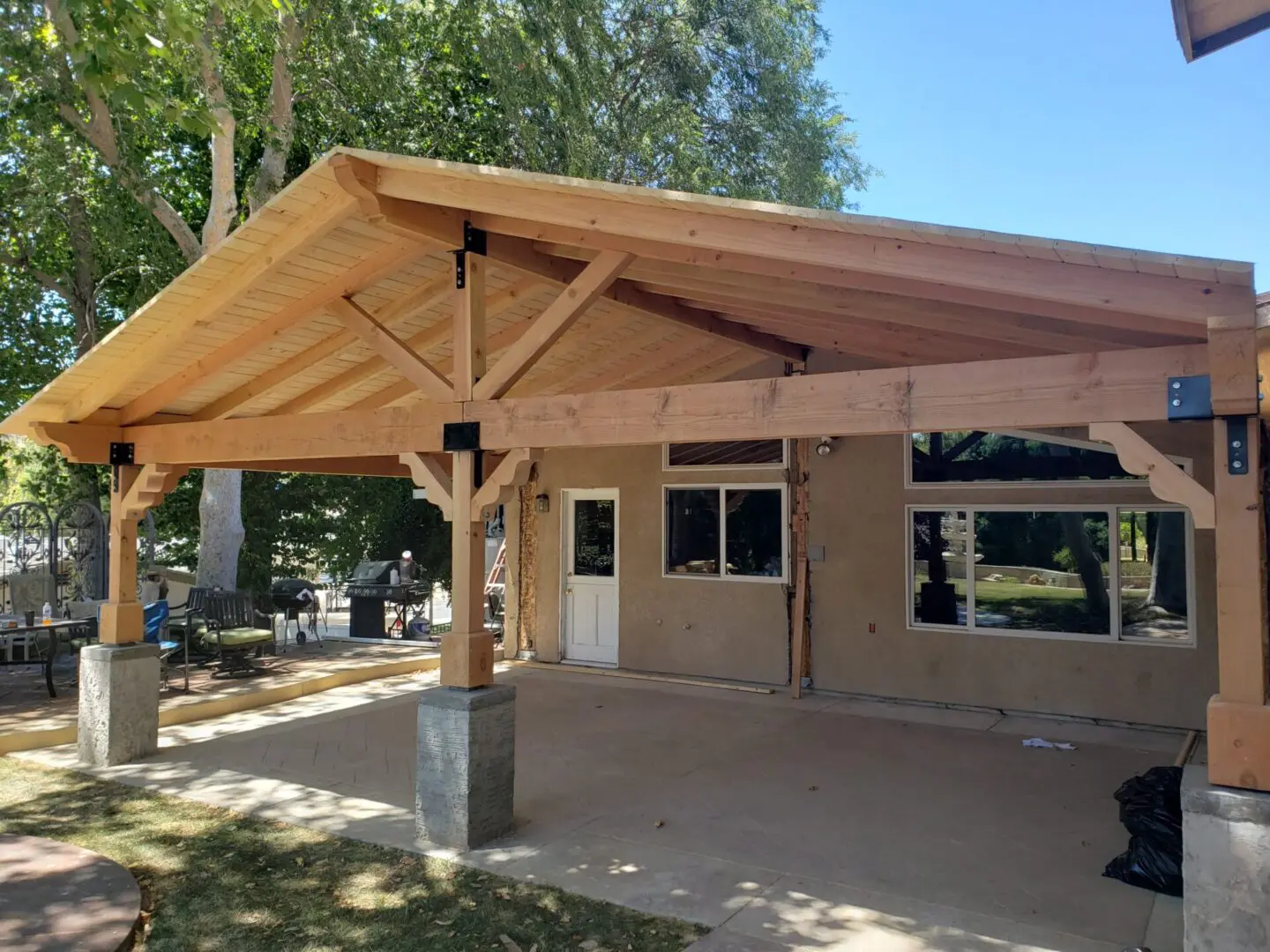 A wooden structure that is under construction.